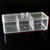 Caja de almacenamiento transparente de inyección de tres compartimentos de cristal con tapa para algodón cosmético, protección ambiental, caja de almacenamiento para bastoncillos de algodón, caja cosmética, caja de joyería