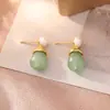 Brincos de Gota d'Água Retrô Franceses, Luxo Acessível e Sensação de Alto Padrão, Brincos de Pérola com Pedra Natural, Brincos Modernos, Exquisitos e Versáteis