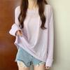 Blusa de Malha com Proteção Solar Camiseta de Manga Longa Feminina Verão Solta Estilo Coreano Ins Camisa de Camada Interna Top Fashionável Redução de Idade