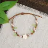 Pulsera de Cuerda Trenzada de Cerámica Fresca Estilo Viajero de Jingdezhen, Pulsera de Trébol de Cuatro Hojas, Joyería Artística Hecha a Mano, Venta al por Mayor para Atracciones Turísticas