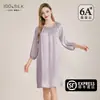 Bata de Noche de Seda Estilo Francés para Mujer de Primavera y Verano, Vestido Holgado y Cómodo de Seda 100% de Alta Gama, Bata para Estar en Casa