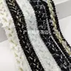 Borda de Renda Dourada com Padrão de Estrelas Preto e Branco Estilo Chanel, Tira Decorativa para Gola e Punho de Roupa Estilo Coreano DIY Feita à Mão