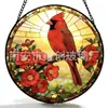 Colgante de Vidrio de Color Cruz Señor Gorrión Rojo Adorno de Vidrio para Colgar en Casa Decoración de Ventana Atrapasoles para Jardín