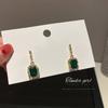 Pendientes coreanos sencillos de piedras preciosas verdes con aguja de plata, pendientes cuadrados geométricos con diamantes, diseño de celebridades de Internet, pendientes con sentido, venta al por mayor para mujeres