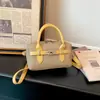 Bolsa de Mão Boston Pequena com Glitter Doce Fecho Bolsa Almofada Mão Ombro Único Bloco de Cores Grande Capacidade Bolsa de Boliche