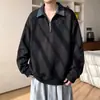 Moletom Pesado Cinza Falso Duas Peças Masculino Outono Solto Gola Lapela Marca Tendência Juventude Americana Jaqueta Meio Zíper