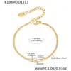 Misterio y Elegancia: Pulsera Sencilla de Acero Inoxidable de Doble Capa con un Solo Diamante Brillante, Chapada en Oro Real de 18 Quilates, Joyería Moderna y de Alta Gama
