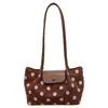 Popular bolso de hombro de moda con lunares bajo el brazo, bolso de hombro versátil con bloques de color de gran capacidad, bolso tote casual de moda de comercio exterior
