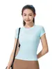 Camiseta Deportiva de Manga Corta para Mujer, Capa Base de Alta Elasticidad, Secado Rápido, para Fitness, Yoga, Adelgazamiento, Sensación de Segunda Piel, para Correr, Fitness y Baile
