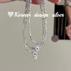 Estilo Ins Coreano Nicho de Alta Gama Joyería de Plata Plata Esterlina S925 Corazón Aguamarina Plata Rota Collar Estilo Simple