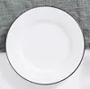 Juego de cuchillo para bistec, tenedor y plato estilo europeo, plato llano estilo occidental, vajilla de moda para el desayuno, plato para uso doméstico, plato creativo con líneas negras