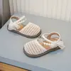 Moda Infantil Estilo Coreano 2025 Verão Novos Sandálias Trançadas Peep-Toe Infantis Sandálias de Praia Princesa para Crianças Pequenas e Médias