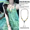Collar de cerámica retro bohemio para mujer, nuevo estilo chino, estilo étnico exótico, cadena de suéter larga de alta gama, accesorios