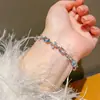 Pulseira Pingente Oval de Zircônia Dopamina com Design Único, Exalando um Estilo de Nicho, Joia Fina Luxuosa e Sofisticada