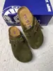 Pantuflas de Medio Paquete de Cuero Genuino Bk en Stock Boken Punta de Corcho para Hombres y Mujeres, Ropa Casual Exterior de Moda y Versátil