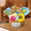 Cesta Mini de Flores Tejida a Crochet con Lana Hecha a Mano, Combinación Floral Colorida y Linda, Decoración del Hogar, Regalo Popular al por Mayor