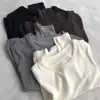Cuello de doble costura, camiseta básica de manga larga con cuello redondo, suave y cómoda, para mujer, colección de otoño 2026, jersey elegante y versátil, top interior adelgazante, camiseta