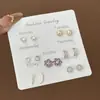Set Semanal de Pendientes de Nicho Estilo Coreano, Pendientes Lindos y Compactos de Aleación Electroplateada con Pedrería, Venta al por Mayor