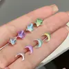E-commerce Transfronteiriço 20g Gradiente Aurora Colorido Borboleta Lua Estrela de Cinco Pontas 0,8 mm Aço Inoxidável Joias de Piercing Brincos de Tarraxa