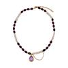 Collar de Perlas Amatista Verano de Agua Dulce Gama Alta Vintage Colgante Gota de Agua Cadena de Lana Accesorios sin Color para Mujer Productos Nuevos