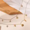 Colar Oceânico de Ouro Galvanizado a Vácuo 18K com Zircônia Aogu, Venda Cruzada Popular, Corrente para Clavícula com Personalidade Única para Mulheres