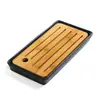 Bandeja de Té Pequeña de Cerámica de Bambú Ceremonia del Té Estilo Japonés Juego de Té Kung Fu Bandeja Redonda Pesada de Bambú Mar de Té Almacenamiento de Agua Mesa de Secado y Remojo