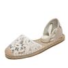 Sandalias Planas de Mujer con Cordones Moda Primavera y Verano Nuevas Zapatos de Pescador de Malla y Paja Casuales Cómodos Transpirables