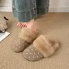 Chinelos Baotou Outono/Inverno 2026, Planos, Pelúcia, Estilo Birkenstock, Quentes, Chinelos Peludos para Mulheres, Uso Externo, Forrados com Fleece, Sapatos Preguiçosos, Modernos