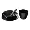 Restaurante Hot Pot Hotel Restaurante Montaje de Mesa Juego de Cuatro Piezas Vajilla Comercial Negra Imitación Porcelana Platos y Tazas Juego Vajilla de Melamina