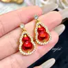 Colgante de collar de bayas recubierto de azúcar de doble cara Anillo Folu con esmalte vintage Pendientes de botón con tachuela de diamante rojo de estilo chino nuevo de alta calidad para mujer