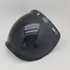 Capacete de motocicleta de fábrica, meio capacete retrô com viseira bolha, lente de segurança à prova de vento com três fivelas, conjunto de suporte