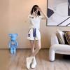 Moda de Verão Novo Estilo Estilo Chanel Roupa Esportiva de Algodão Moda Feminina Elegante Gola Polo Manga Curta Shorts Conjunto de Duas Peças