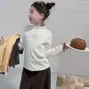 Camiseta Base de Manga Larga Versátil de Terciopelo Alemán Doble Cara para Niñas, Otoño/Invierno 2026, Cuatro Colores, Cuello Semi-Alto, Ropa Interior para Niños Medianos y Mayores, Moderna