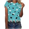 Amazon 2024 Pulôver Feminino Transfronteiriço Camiseta de Manga Curta Temporada de Formatura Formatura Top Casual Camiseta Feminina