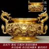 Quemador de Incienso Grande de Cobre con Nueve Dragones, Decoración del Hogar para Sala de Estar, Altar Interior Estilo Chino, Cuenco de Tesoro de Doble Dragón