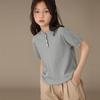 Ropa para niños, novedad de verano, camisa de manga corta de punto con cuello redondo, informal, súper suave y sencilla para niñas, delgada para niños