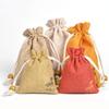 Bolsa Wenwan con cordón al por mayor, bolsa de almacenamiento con cordón de lino engrosado para regalo de pulsera, bolsa de lino
