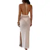 Amazon Nuevo Vestido Vacacional de Playa Sin Espalda Hueco Moda Tirante Cuello Halter Blusa Sexual de Playa Vestido Largo