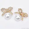 Broche Pequeno Laço com Pérolas e Strass para Mulheres, Alfinete Anti-Exposição para Vestido, Alfinete de Terno, Acessório de Roupa