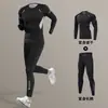 Traje de Corrida de Inverno Transfronteiriço para Homens, Camada de Base Térmica com Forro de Fleece, Roupa de Compressão de Secagem Rápida para Esportes, Fitness e Treinamento de Esqui