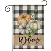 Decoração de Outono para o Dia de Ação de Graças Bandeira de Jardim com Abóbora e Folha de Bordo Impressão em Ambos os Lados, Bandeira de Jardim de Linho Falso com Impressão de Imagem Personalizada