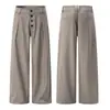 Pantalones de pierna ancha Muxi Clothing estilo Retro Old Money con botones de diseño, efecto drapeado de alta gama, pantalones casuales largos hasta el suelo para hombre