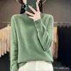 Suéter Básico de Gola Alta para Mulheres, Outono e Inverno Aconchegante Engrossado Slim Fit Tricô 100% Lã
