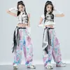 Conjunto de Baile de Jazz para Niñas, Pantalones Anchos Acortados para Niñas, Traje de Presentación de Modelo, Conjunto Infantil Estilo Hip-Hop Street Dance