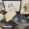 Traje de Verano Elegante para Niñas Bebé Niña 2025 Nuevo Conjunto de Tres Piezas de Moda: Camisola y Shorts de Mezclilla para Niños