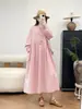 Vestido largo de manga larga con cuello en V, teñido anudado y bordado con borlas, estilo japonés, fresco y elegante, para mujer, casual de otoño, holgado