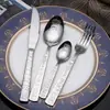 Conjunto de Talheres de Aço Inoxidável, Garfo e Colher, Cor Natural Flor Dupla Cabeça Talheres Ocidentais, Faca e Garfo para Bife Espessados Conjunto de Quatro Peças Fabricante Atacado