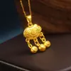 Pingente de cadeado dourado de longa vida pingente de trava de segurança pequeno sino Fu cadeado colar para adultos luxo leve elegante requintado mulheres