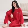 Nuevos Pijamas 2025 para Mujer, Primavera y Otoño, Ropa de Casa de Manga Larga de Algodón Puro, Traje para Mujer Año Animal Rojo Brillante