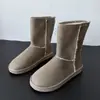 Moda Versátil Otoño/Invierno 2026, Botas de Nieve de Gamuza sin Cordones, Talla Grande, Color Sólido, Antideslizantes, Cálidas para Mujer
